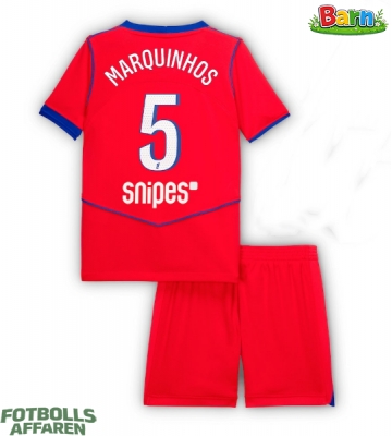 Paris Saint-Germain Marquinhos #5 Tredjeställ Barn 2025-26 Kortärmad (+ Korta byxor)